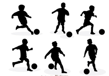 Playing Soccer Silhouette Vectors - Kostenloses vector #200589